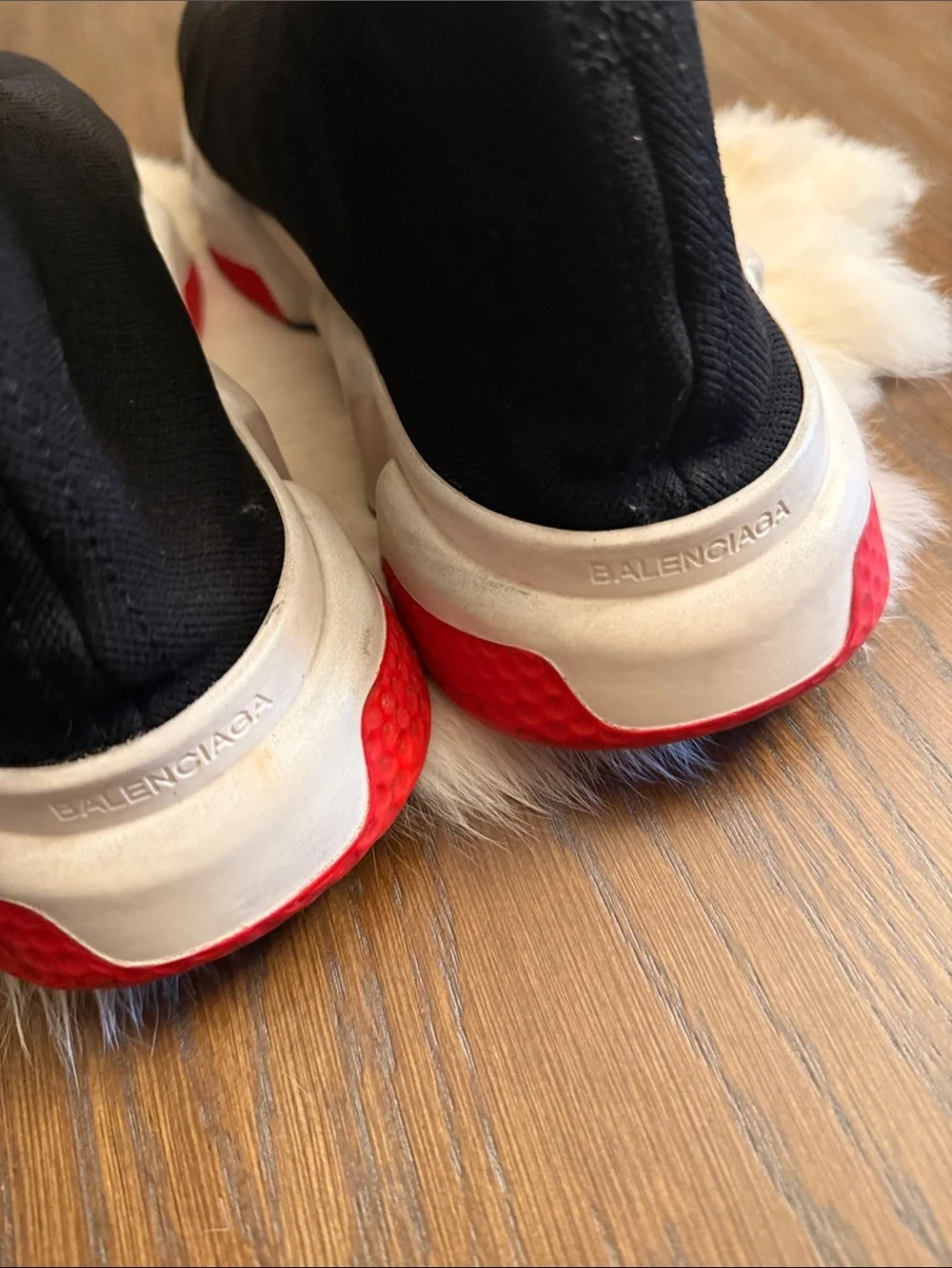 Balenciaga Speed Trainer Sock Sneakers Black Red White 12.5